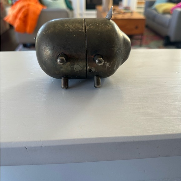 Vintage Napier Silver Plated Brass Piggy Bank MCM - Picture 4 of 6